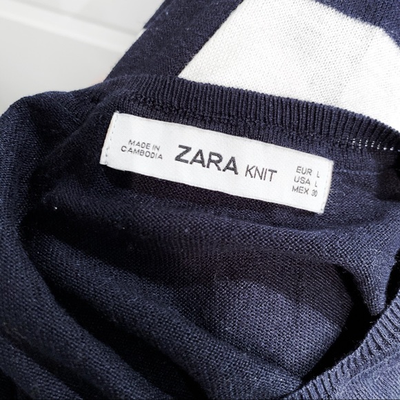 Zara Knit sweater in navy blue and white stripes - Picture 3 of 4